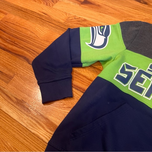 Seattle Seahawks Starter Extreme Pullover Hoodie HeatherCharcoal/CollegeNavy Med - Picture 7 of 9